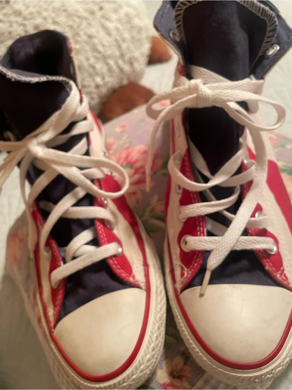 Converse Kids High-Top Sneakers in Red, Navy & White